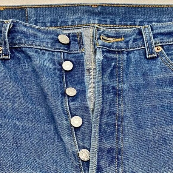 Vintage Levi’s 501XX Blank Tab Jeans Men's 34x31Blue Hemmed 30" Button Fly Denim - Picture 16 of 16